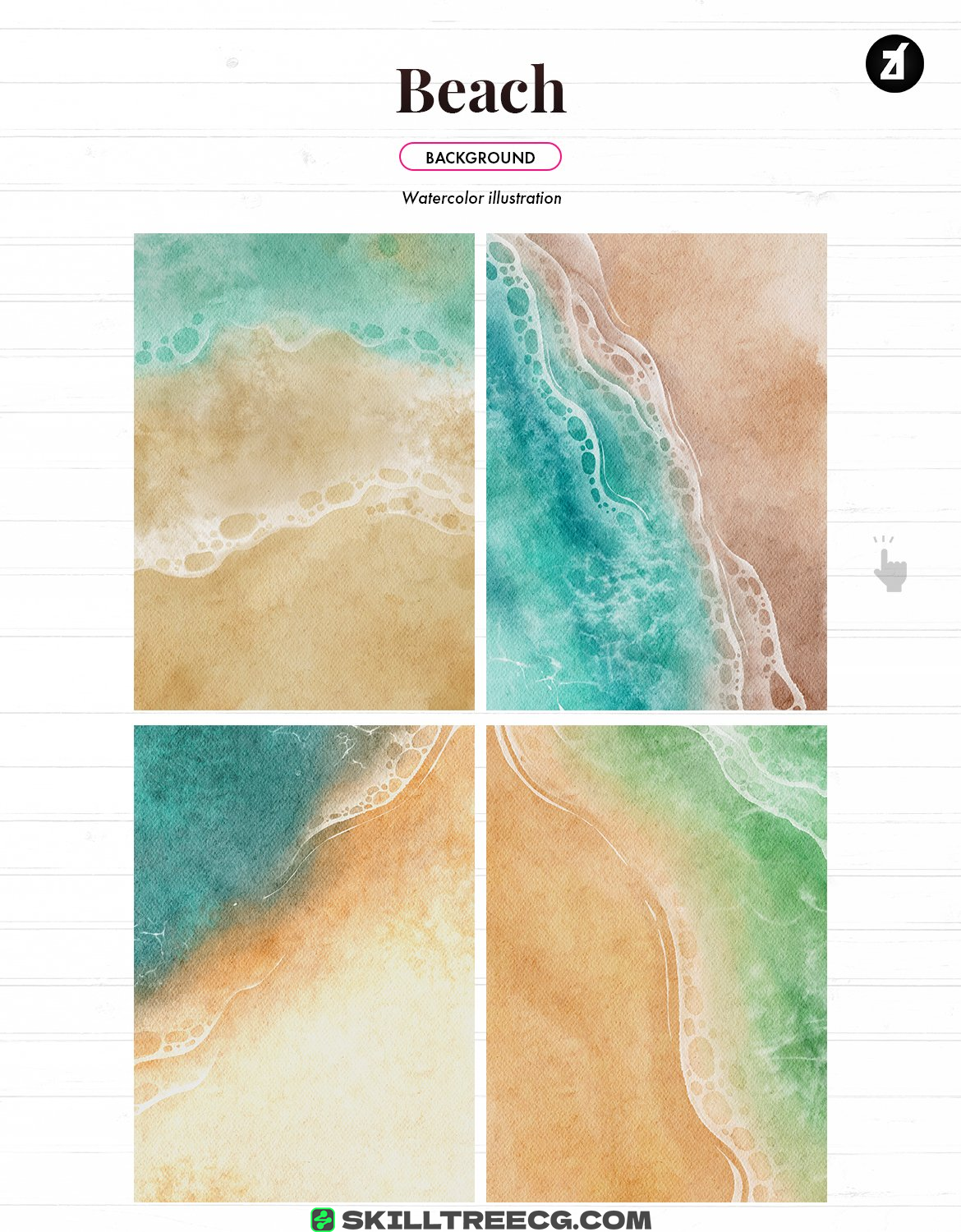 图片[3]-8 Beach watercolor background（735677）-技能树